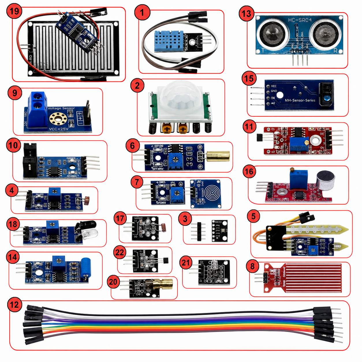 Labeled 22-in-1 Sensor Module Kit